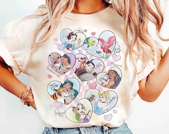 Vintage Disney Princesses And Sidekicks Heart T-Shirt, Princess Love Our Pets Shirt, Disney Bestie Matching Tee, Disneyland Girl Trip Outfit
