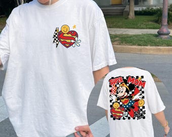Retro Super Mom Minnie Maus Shirt, Superheldin Minnie T-Shirts, süße Muttertagsgeschenkidee, passende Familien Disney Reise Shirts, Comfort Colors®