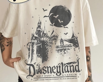 Disneyland Halloween Mineral Wash Shirt, Vintage Spooky Disney Castle Tee, Gothic Disney Vacation Shirt, Disney Trip 2026 Shirt