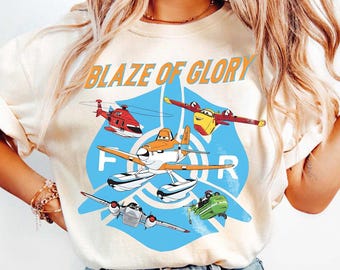 Retro Disney Disney Blaze Of Glory Planes Comfort Colors Shirt, Dusty Crophopper Tee, Kids Toddler Matching Family Trip Shirt, Vacation Gift