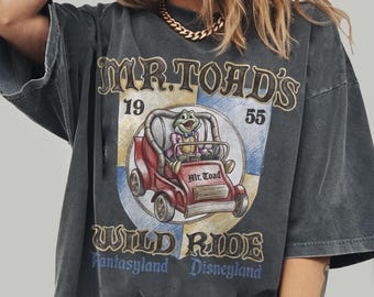 Retro Comfort Colors Mr Toad's Wild Ride Fantasyland Disneyland 1955 Shirt, Mr. Toad's Taxi Service Tee, Wild Ride Tee, Family Trip Shirt