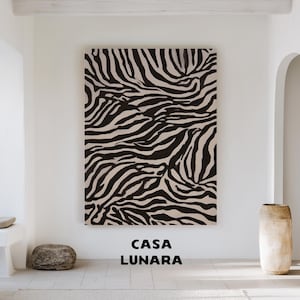 Black & White Organic Stripes Print - Tactile Minimalist Zebra Pattern Wall Art (Digital Download)