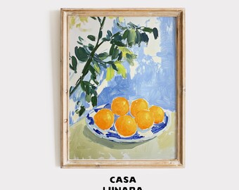Impression d'oranges de la Méditerranée - Art mural inspiré de la Dolce Vita Matisse - Nature morte moderne aux agrumes