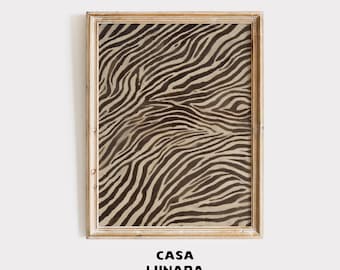 Neutral Brown Zebra Stripes Texture Print - Minimalist Wild Animal Pattern Wall Art (Digital Download)