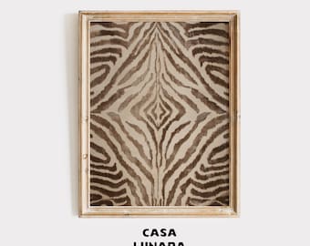Neutral Brown Zebra Stripes Texture Print - Minimalist Animal Pattern Painting Wall Art (Digital Download)
