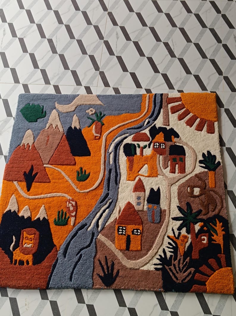 Hand-Tufted Kids Play Rug - Scenic Wool Area Rug for Nursery Decor image 7