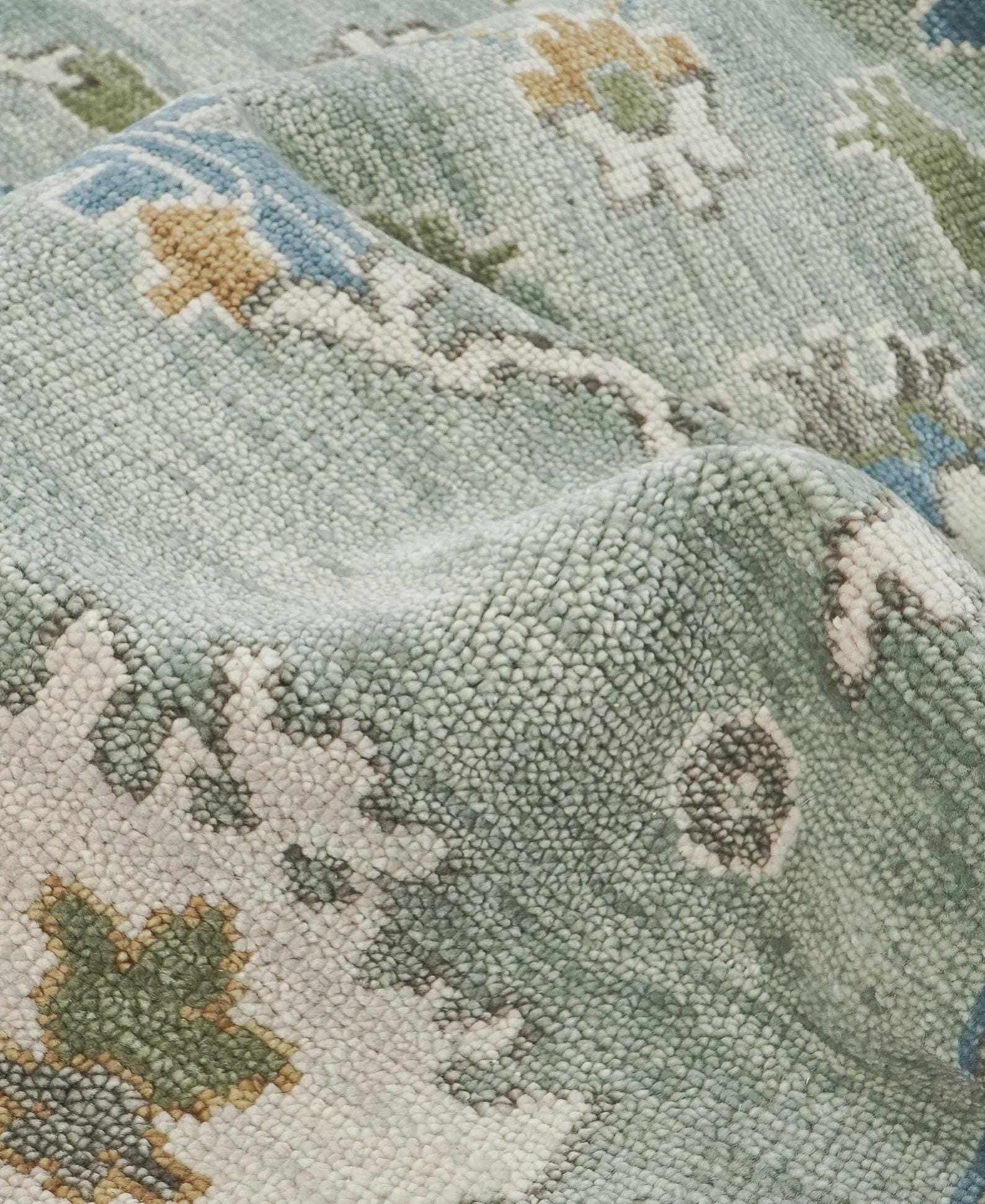 Handknotted Wool Area Rug in Sage Green Floral Design | Elegant Carpet ...