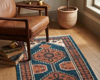 Hand Knotted Tribal Wool Runner Rug, Vintage Geometric Hallway Carpet Custom