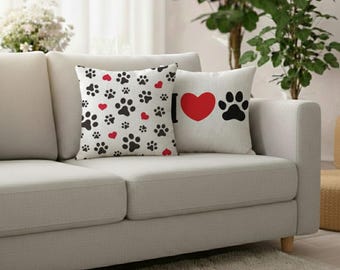 Dog Lover Cushion Cover | Paw Print Pillow | Pet Home Decor Gift