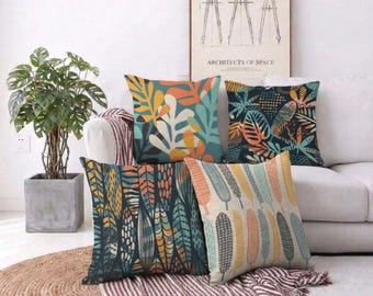 Tropical Leaf Cushion Cover Boho Botanical Throw Pillow Case