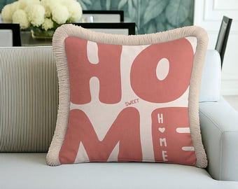 Pink Typography Fringed Cushion Cover – Sweet Home Modern Decor