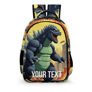 Personalized Fire Monster Backpack, Custom Vintage Comic Style School Bag, Unique Graphic Kids Bookbag, Large Capacity Gift, Retro Art