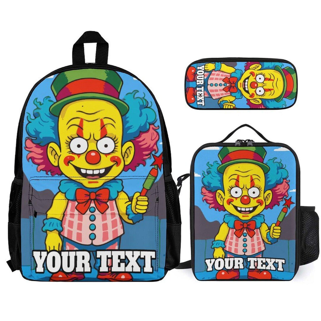 Personalized Backpack Set Custom Lunch Bag Pencil Case Clown - Etsy