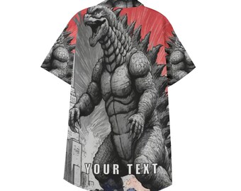 Kids' Personalized Dinosaur Button-Up Shirt – Monster City Action Graphic
