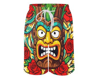 Boys Swimming Trunks Tiki Mask Graphic Print Polyester Shorts