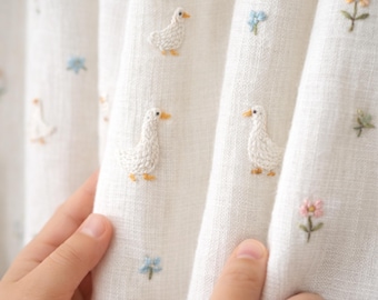 Decoración infantil con bordado de ganso, alzapaños para cortina de ganso bordados a mano, decoración de habitación infantil estilo cabaña