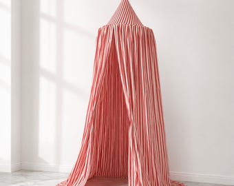 Dosel para cuna, dosel a rayas para cama infantil, dosel para guardería con volantes o lazos, rincón de lectura Montessori, dosel para niños pequeños