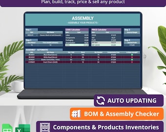 Calcolatore dei prezzi dei prodotti e del costo dei beni venduti in Fogli Google ed Excel / Dashboard di inventario, vendite e produzione