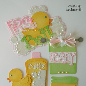 BaBy GiRl BaTh DuCk BuBblEs Pre-Made Paper Piecing Die Cuts for Scrapbooks Cards Borders danderson651