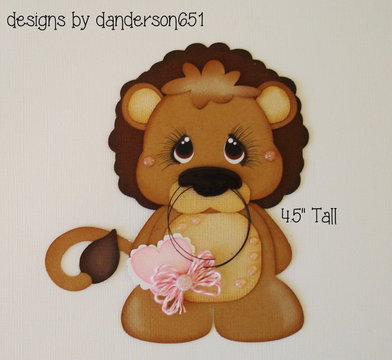 Scrapbook Lion Animals Baby Die Cut A Premade Paper Piecing for Scrapbook Layouts and or Cards