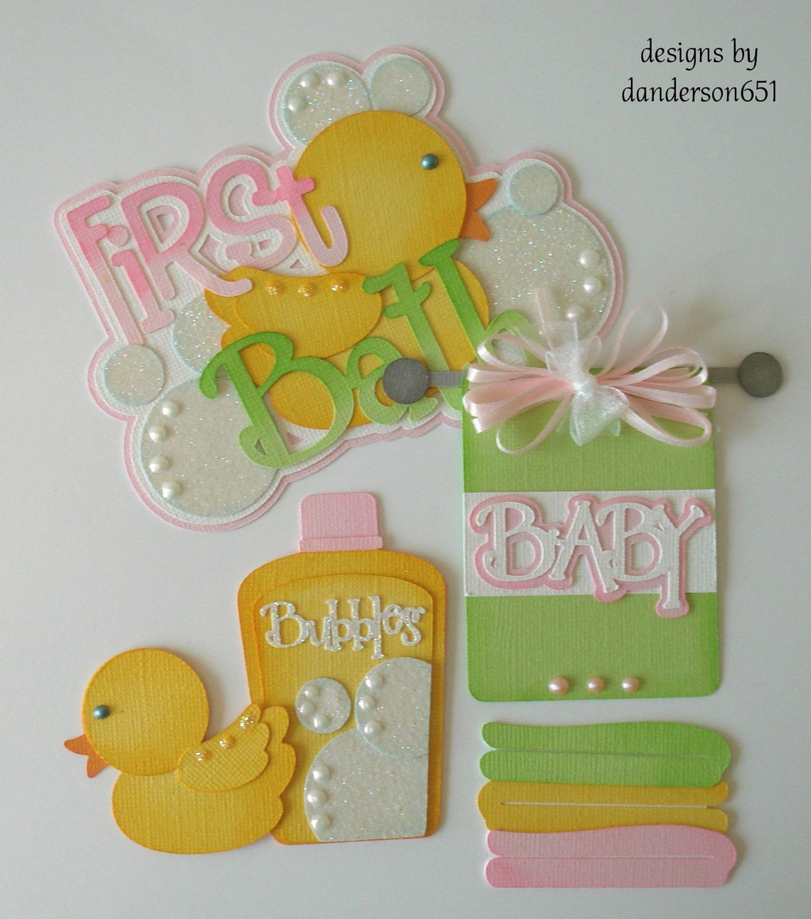 Baby Girl Bath Duck Bubbles Premade Paper Piecing Die Cuts Etsy