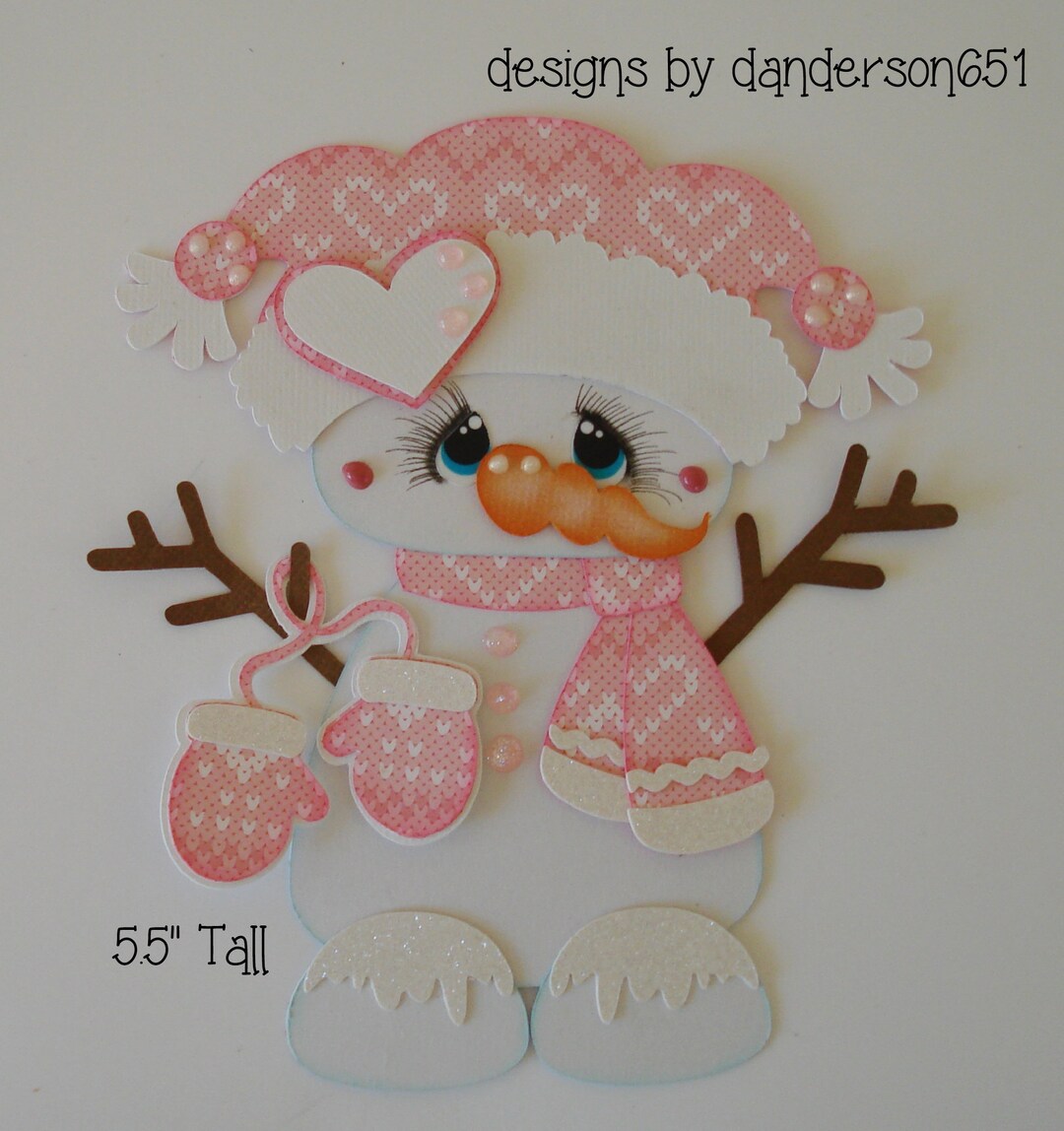 Scrapbook Snowman Winter Outdoors Seasons Green Title Die Cut A Premade ...