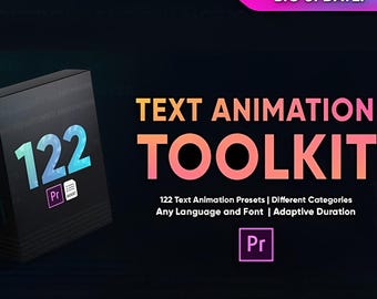 Text Motion Toolkit | 122 Editable Premiere Pro Presets | Motion Graphics Text Effects Pack | Digital Download Templates