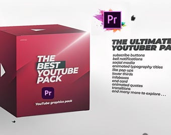 Premiere Pro YouTube Graphics Pack, Mogrt Templates (Digital Download)