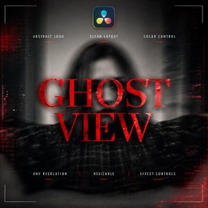 May include: A digital art graphic with the text "GHOST VIEW" in red, overlaid on a blurred grayscale image of a person. The image includes the words "ABSTRACT LOOK", "CLEAN LAYOUT", "COLOR CONTROL", "ANY RESOLUTION", "RESIZABLE", and "EFFECT CONTROLS". A colorful logo is in the top corner.
