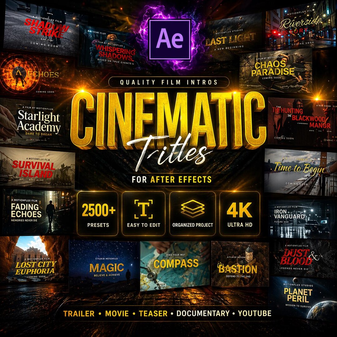 After Effects Cinematic Titles Pack | 33 Film Intro Templates AE ...