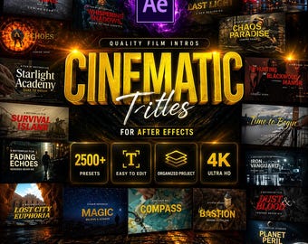 After Effects Cinematic Titles Pack | 33 Film Intro Templates AE | Customizable Movie Titles