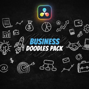 DaVinci Resolve Business Doodle Pack, Hand Drawn Icons Elements, Motion Graphics for Video Editing