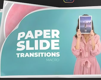 Pacchetto di transizioni per diapositive su carta DaVinci Resolve Download digitale / Transizioni per il montaggio video per creatori di filmati di YouTube Reels