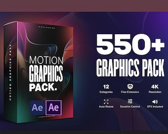 550+ After Effects Motion Graphics Pack, 4K Video Templates (Digital Download)