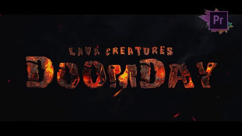 May include: The words "LAVA CREATURES DOOMSDAY" are displayed in a fiery, lava-like font against a dark background. The letters glow with orange and red hues, suggesting heat and molten rock. A purple "Pr" logo is in the top right.