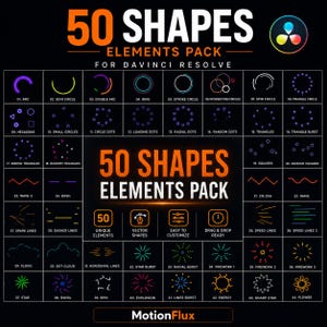 DaVinci Resolve Animated Shapes Pack, Motion Graphics Overlays (Digital Download)