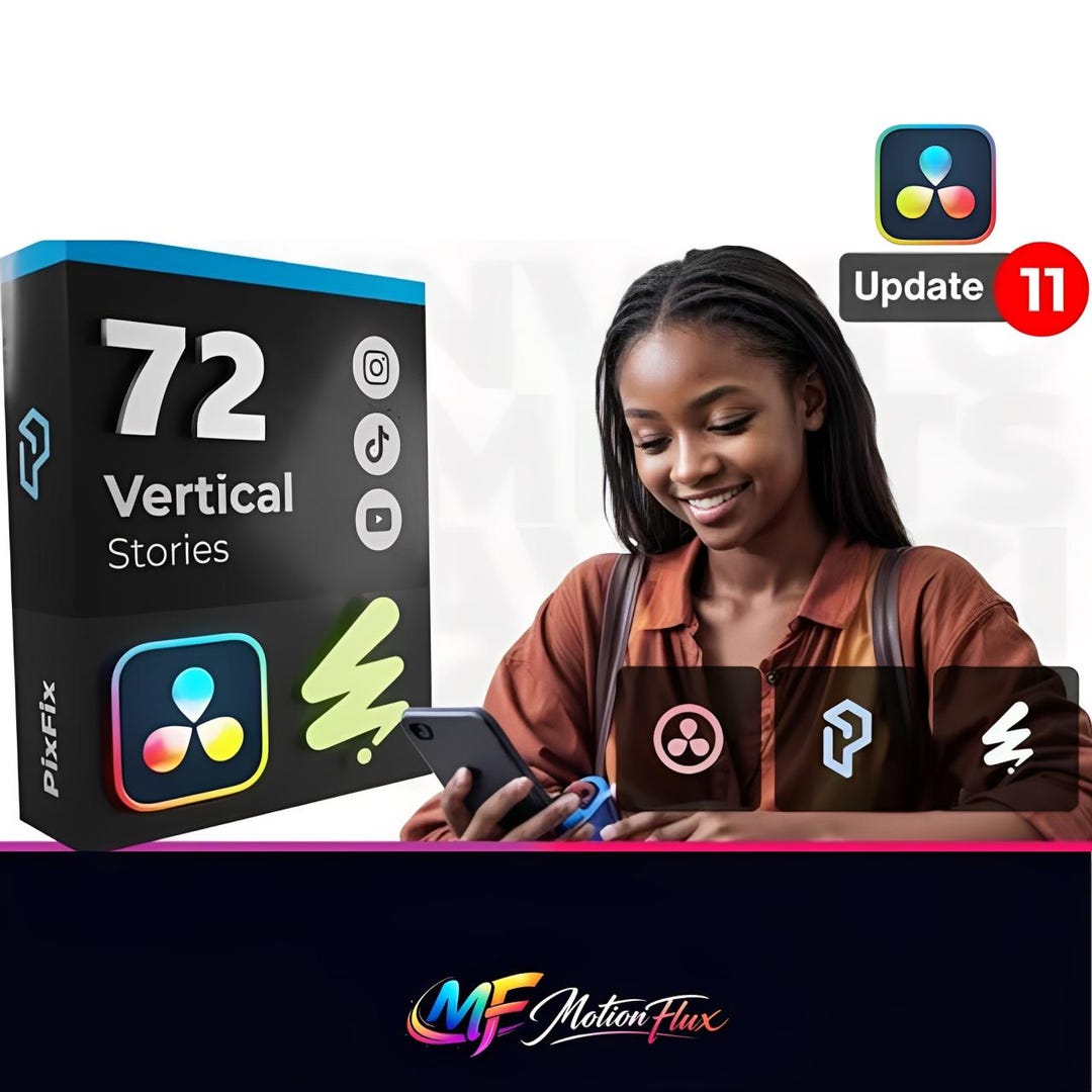 72 Vertical Stories Templates for Davinci Resolve | Social Media Reels ...