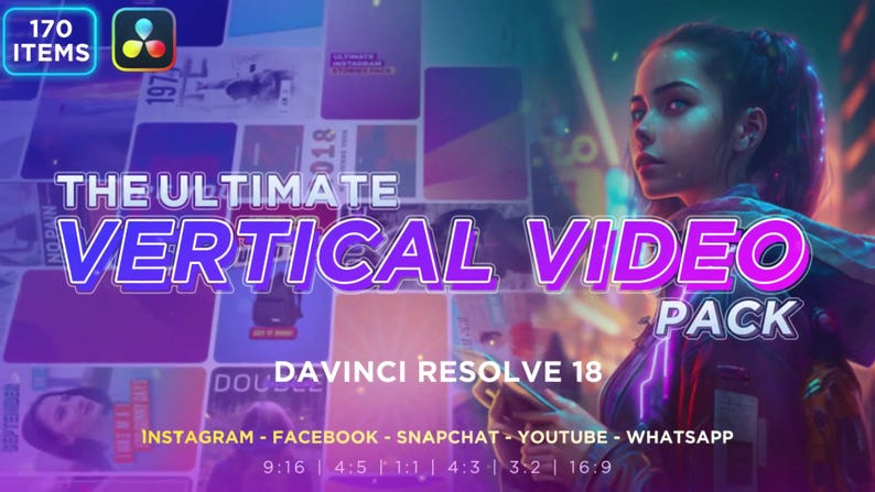 Promoting Vertical Image Davinci Resolve Vertical Video Template Pack – Social Media Story Kit ...