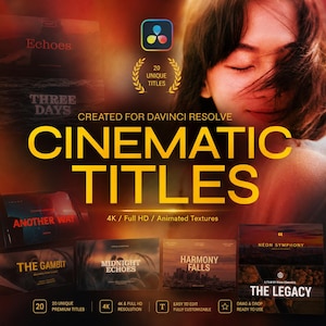 DaVinci Resolve filmtitlar, 20 filmtitelmallar, 4K-animerade textförinställningar för film