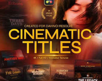 DaVinci Resolve Cinematic Titles, 20 Film Title Templates, 4K Animated Text Presets for Film