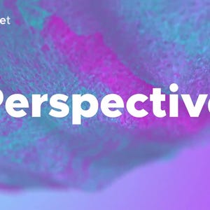 May include: An abstract digital artwork featuring a gradient of purple and teal hues. The word "Perspective" is written in a large, white, sans-serif font. The image has a blurred, textured appearance, with the videohive.net and envato logos.