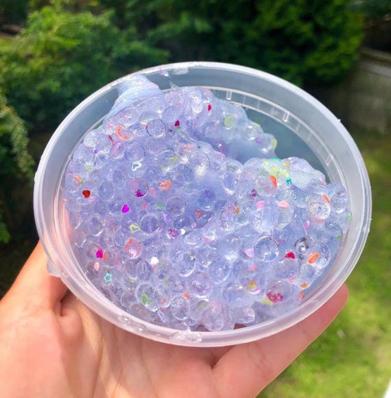 Fairy Crunch - Scented Slushee Clear Slime - Super Bubbly & Crunchy w/ Heart Glitters