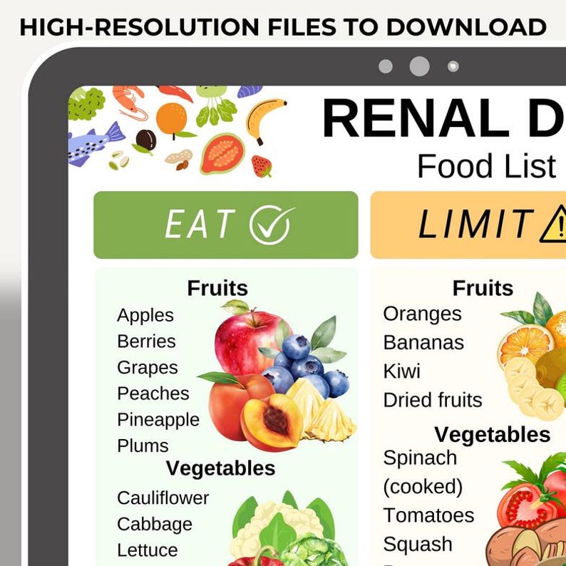Renal Diet Food Chart, Kidney Friendly Food List, Renal Diet Foods ...