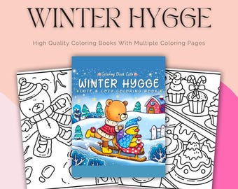 Coloring book Winter Hygge, 30+ Bold and Easy Coloring Pages, Cute and Cozy PDF, Coco Wyo Inspired, Aesthetic Girl Moments Digital Download