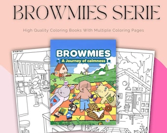 Coloring book Browmies Adventure, 50+ Bold and Easy Coloring Pages, Cute and Cozy PDF, Coco Wyo Inspired, Aesthetic Moments Digital Download