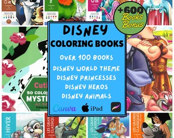 Paquete de 13 000 páginas para colorear de Disney, más de 600 libros en PDF de regalo, libro misterioso para colorear por números, descarga digital, enorme princesa Mickey Stitch, imprimible.