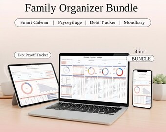 Organizador de finanzas familiares / Presupuesto, deudas y seguimiento de facturas (Excel y Hojas de cálculo de Google)