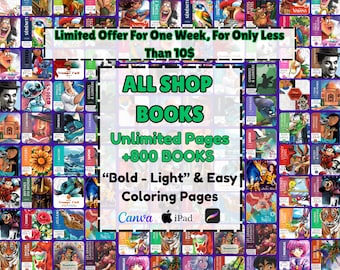 Paquete definitivo de libros para colorear, más de 800 libros, libros para colorear de Disney, páginas para colorear por números, descarga instantánea, libros para colorear para niños y adultos.