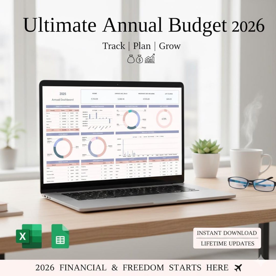 Ultimate 2026 Annual Budget Spreadsheet | Monthly Budget Template
