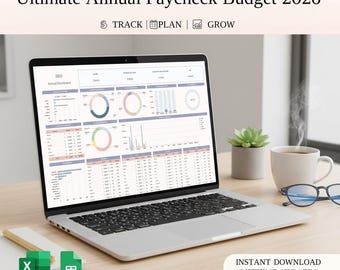 Hoja de cálculo del presupuesto anual 2026 / Registro de ingresos y gastos (Excel y Hojas de cálculo de Google)